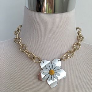 🩷 Topshop freedom Daisy flower mirror gold chain necklace
